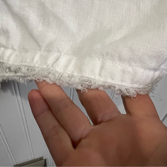 Garnet Hill White 100% Linen Sleeveless Fringe Hem A line dress size 10 - Picture 14 of 16